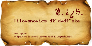 Milovanovics Üdvöske névjegykártya